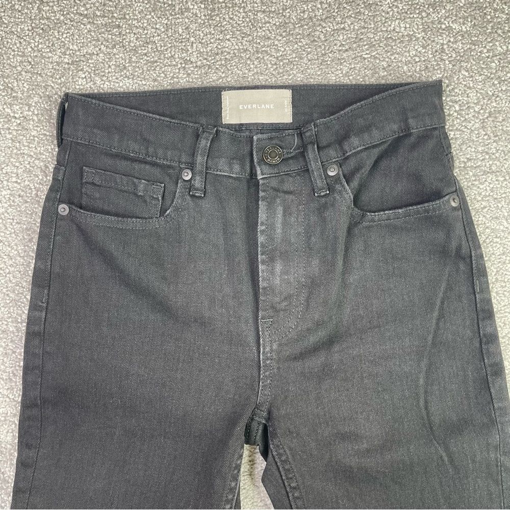Everlane Jeans Women’s 25 Black Ankle Skinny Mid-Rise Denim Frayed Hem - Picture 2 of 11